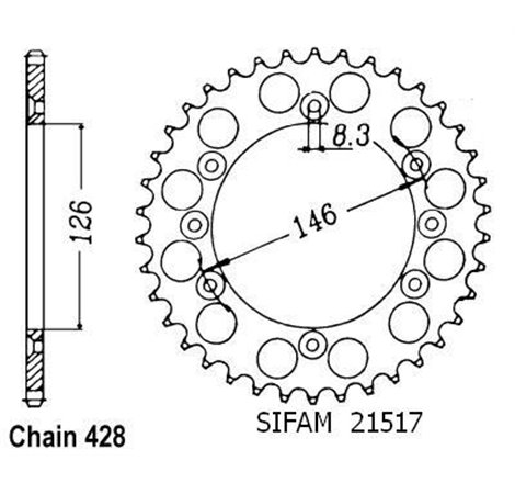 Couronne Ts 125 R 1989-1996 25049CZ50 IDEM - 428 - 50 Dents - Similaire JTR805