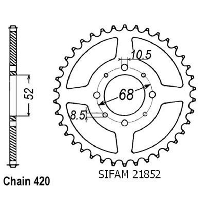 Couronne Ts 50 Xk 1984-1996 - 420 - 51 Dents - Similaire JTR801