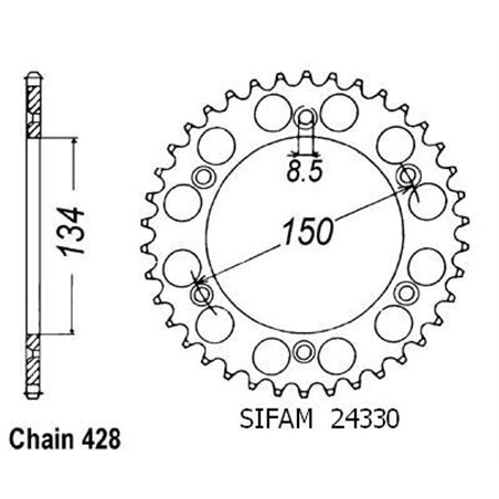 Couronne Kdx 125 1990-1999 - 428 - 48 Dents - Similaire JTR459