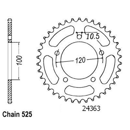 Couronne Rsv1000 1998-1999 - 525 - 42 Dents - Similaire JTR702