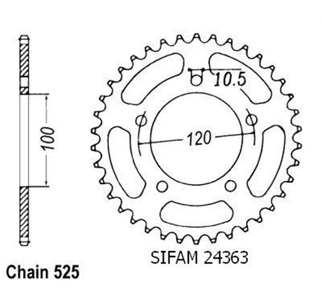 Couronne Aprilia 750 Dorsoduro - 525 - 46 Dents - Similaire JTR702