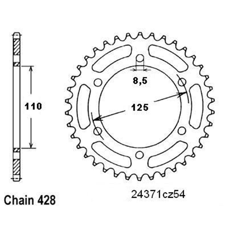 Couronne Beta 50 Rk6 1994-1998 - 428 - 54 Dents - Similaire JTR4371