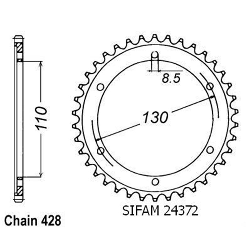 Couronne Tzr 125 R 1994-1996 - 428 - 46 Dents - Similaire JTR1870