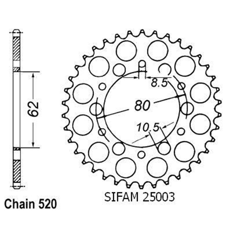 Couronne Sr 250 Se 1979-1984 Xt 250 1980-1983 - 520 - 45 Dents - Similaire JTR845