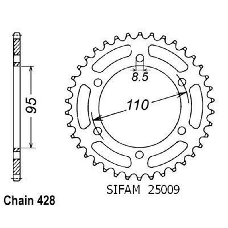 Couronne 125 Elefantre 1984-1988 - 428 - 45 Dents - Similaire JTR1163