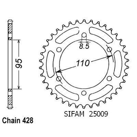 Couronne 125 Elefantre 1984-1988 - 428 - 45 Dents - Similaire JTR1163