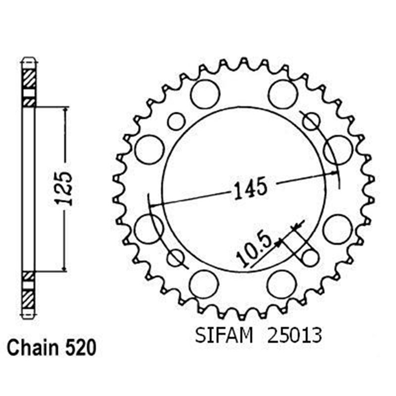 Couronne Xt 550 1982-1983 Xt 600 1987-1995 - 520 - 38 Dents - Similaire JTR857