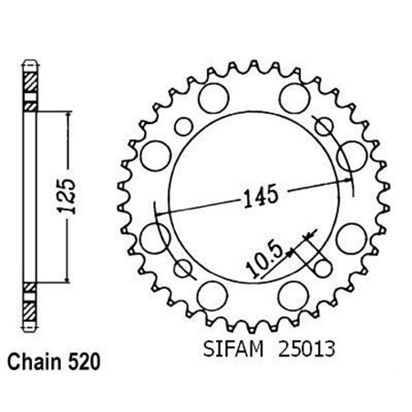 Couronne Xt 550 1982-1983 Xt 600 1987-1995 - 520 - 38 Dents - Similaire JTR857