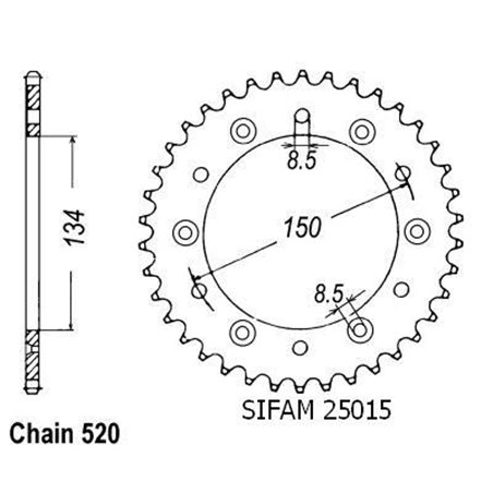 Couronne Alu Kawasaki 125/250 Kx 1983-2007 - 520 - 43 Dents - Similaire JTA460