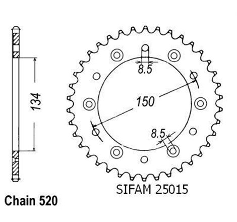 Couronne Kawasaki 125/250 Kx 1983-2007 - 520 - 48 Dents - Similaire JTR460