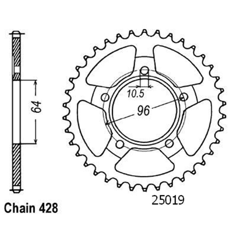 Couronne Xl 125 R Prolink 1982 - 428 - 53 Dents - Similaire JTR242