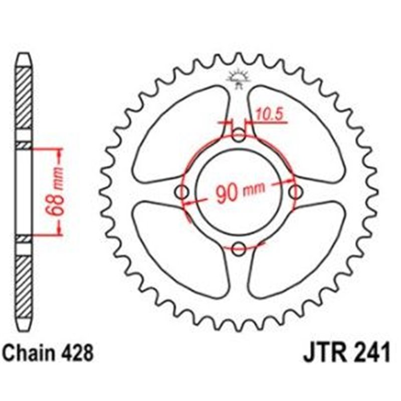 Couronne Mtx 125 R 1983-1994 - 428 - 53 Dents - Similaire JTR241