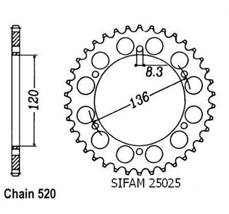 Couronne Srx 600 1986-1994 - 520 - 37 Dents - Similaire JTR846