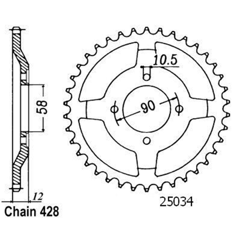 Couronne Nx 125 Italie 1989-1998 - 428 - 50 Dents - Similaire JTR271