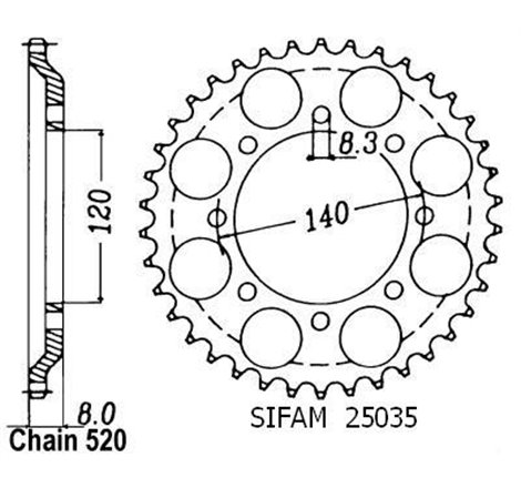 Couronne Klr 600 1984-1990 - 520 - 43 Dents - Similaire JTR477