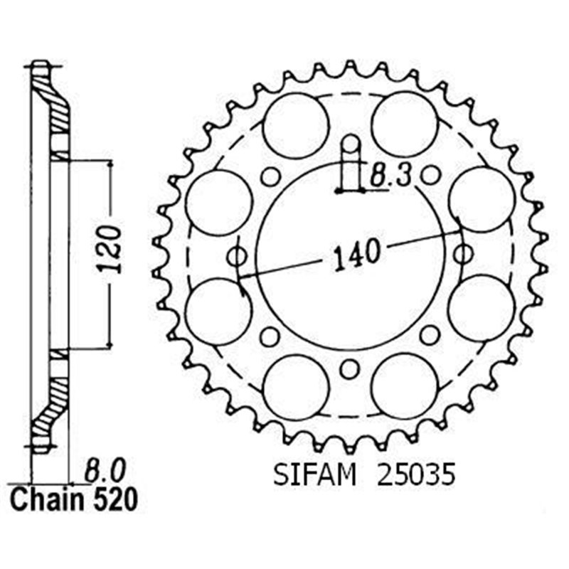 Couronne Klr 600 1984-1990 - 520 - 43 Dents - Similaire JTR477