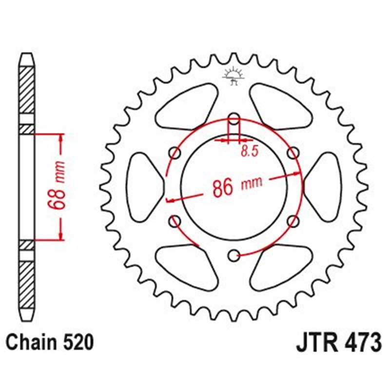 Couronne Kawasaki Z250 - 520 - 40 Dents - Similaire JTR473