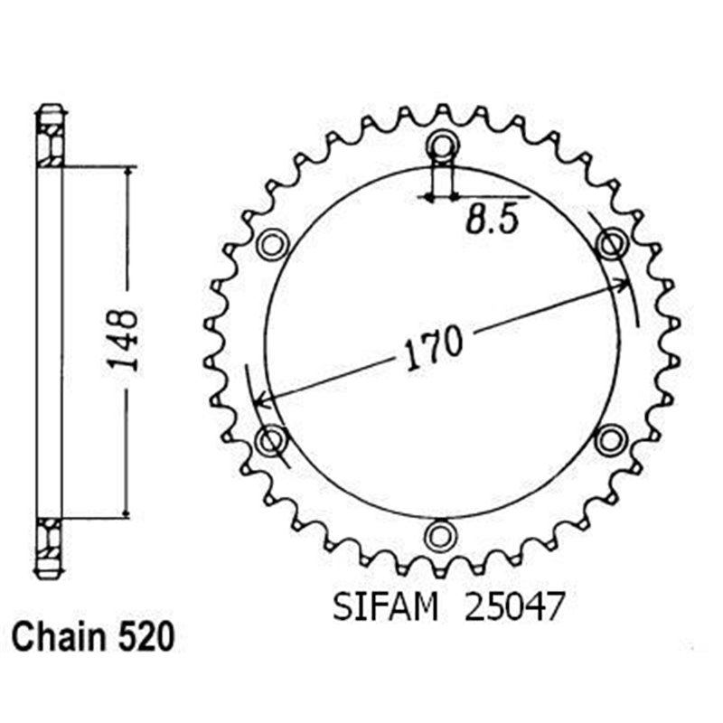 Couronne Dr 600 S 1985-1989 Dr 650 Djebel 1990-1995 - 520 - 44 Dents - Similaire JTR828