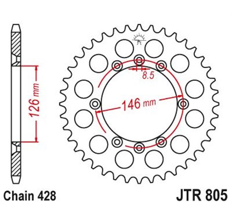 Couronne Ts 125 X 1984-1988 21517CZ50 idem - 428 - 50 Dents - Similaire JTR805