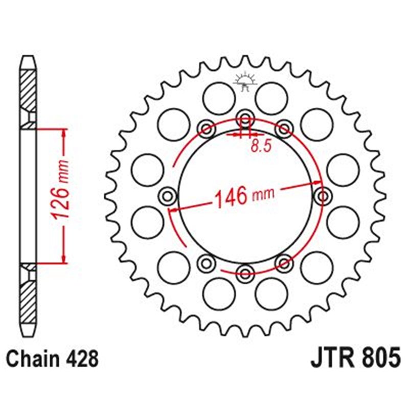 Couronne Ts 125 X 1984-1988 21517CZ50 idem - 428 - 50 Dents - Similaire JTR805