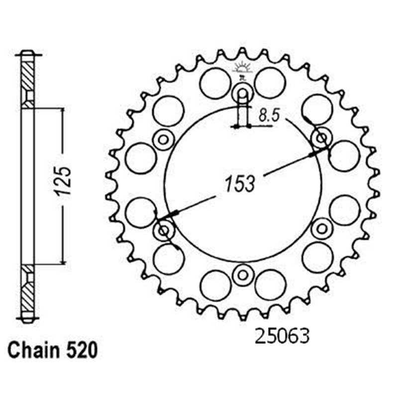 Couronne Honda 125/250/500 Cr - 520 - 50 Dents - Similaire JTR210