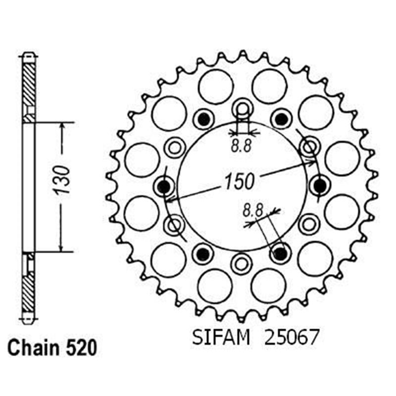 Couronne 125 Rx R 1991 - 520 - 45 Dents - Similaire JTR245/2