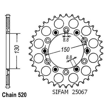 Couronne 125 Rx R 1991 - 520 - 45 Dents - Similaire JTR245/2