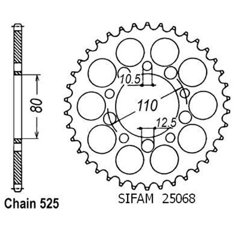 Couronne Cb500 R 1994-2003 - 525 - 40 Dents - Similaire JTR1332