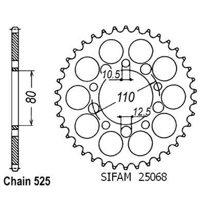 Couronne Cb500 R 1994-2003 - 525 - 40 Dents - Similaire JTR1332