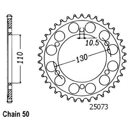 Couronne Fz-6 N/S - 530 - 46 Dents - Similaire JTR479