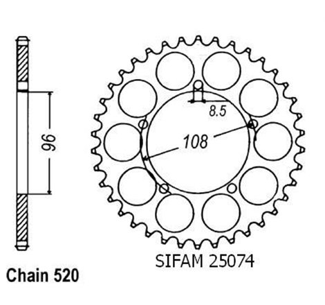 Couronne 125 Tuareg Wind 1989 - 520 - 40 Dents - Similaire JTR16