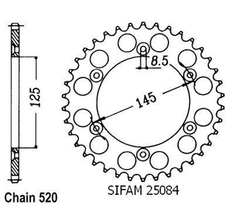 Couronne 125 Tamanaco 1988-1991 - 520 - 40 Dents - Similaire JTR698