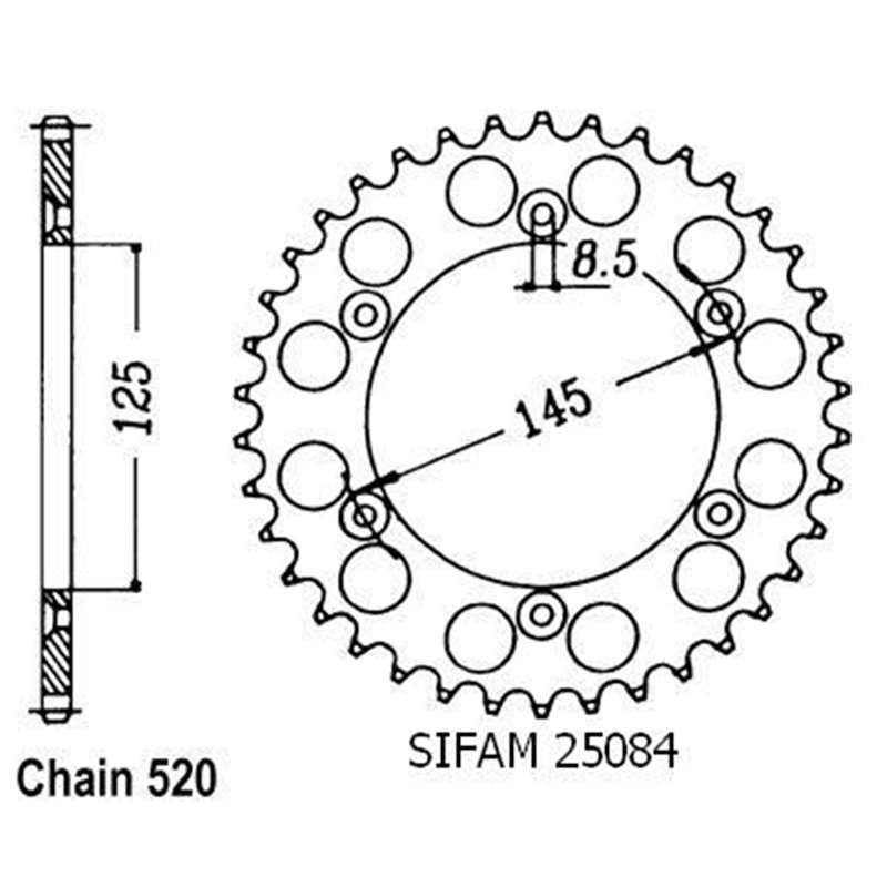 Couronne 125 Tamanaco 1988-1991 - 520 - 40 Dents - Similaire JTR698