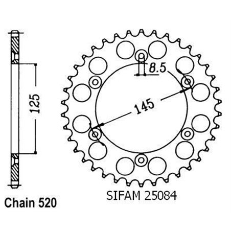 Couronne 125 Tamanaco 1988-1991 - 520 - 40 Dents - Similaire JTR698