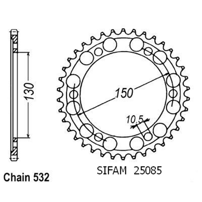 Couronne Xjr 1200 1995-1998 - 532 - 38 Dents - Similaire JTR866