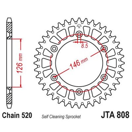 Couronne Alu Suzuki X Wing Ergal - Anti Boue Noire/Jaune - 520 - 51 Dents - Similaire JTA808