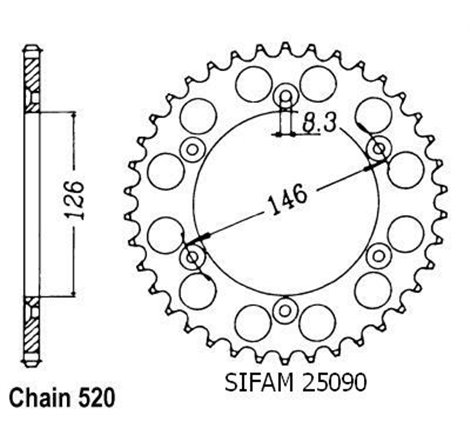 Couronne Suzuki - 520 - 43 Dents - Similaire JTR808