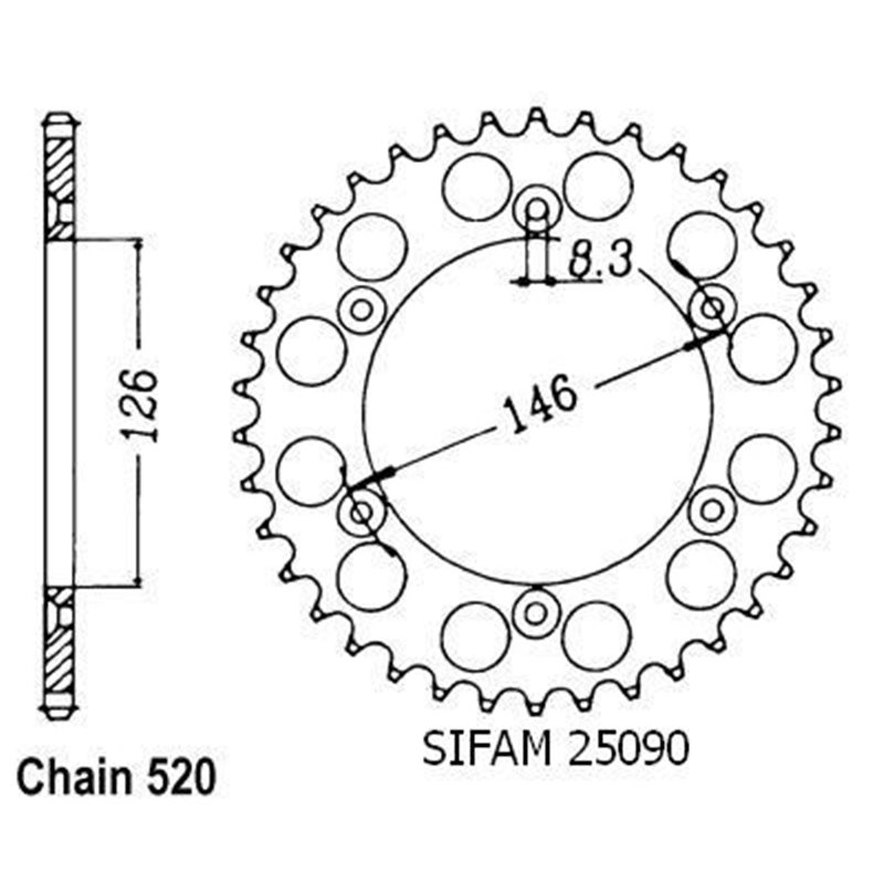 Couronne Suzuki - 520 - 43 Dents - Similaire JTR808