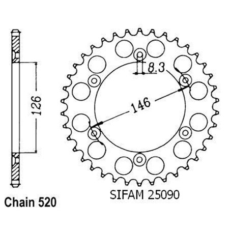 Couronne Suzuki - 520 - 43 Dents - Similaire JTR808