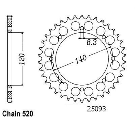 Couronne Klr 650 Tengai 1987-1998 Klx 650 C 1993-1997 - 520 - 43 Dents - Similaire JTR487