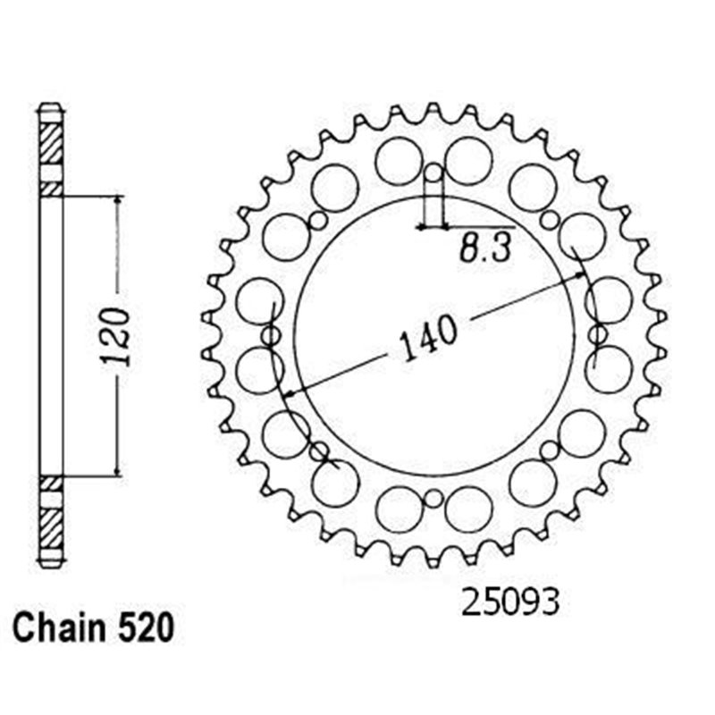 Couronne Klr 650 Tengai 1987-1998 Klx 650 C 1993-1997 - 520 - 43 Dents - Similaire JTR487