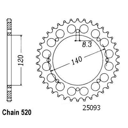 Couronne Klr 650 Tengai 1987-1998 Klx 650 C 1993-1997 - 520 - 43 Dents - Similaire JTR487