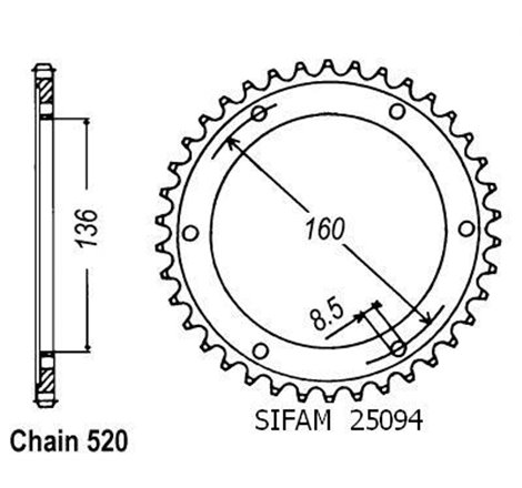 Couronne 650 Pegaso Ie 2001-2002 - 520 - 46 Dents - Similaire JTR5