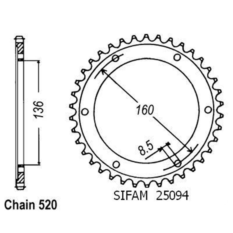 Couronne 650 Pegaso Ie 2001-2002 - 520 - 46 Dents - Similaire JTR5