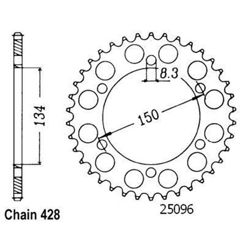 Couronne 125 Kmx 1986-1999 200 Kmx 1988-1992 - 428 - 48 Dents - Similaire JTR463