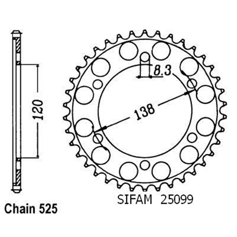 Couronne Rc45 Rvf 750 R 1994-1998 Rc30 Vfr 750 R 1988-1992 - 525 - 40 Dents - Similaire JTR312