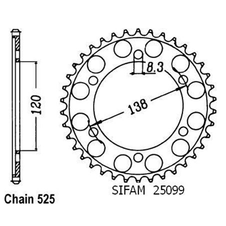 Couronne Rc45 Rvf 750 R 1994-1998 Rc30 Vfr 750 R 1988-1992 - 525 - 40 Dents - Similaire JTR312