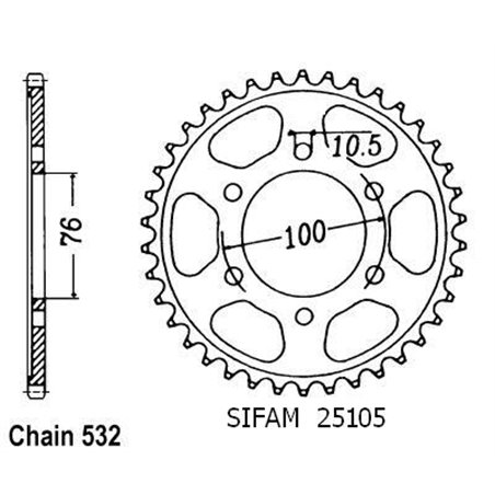 Couronne Rf 900 R 1994-1998 - 532 - 43 Dents - Similaire JTR827