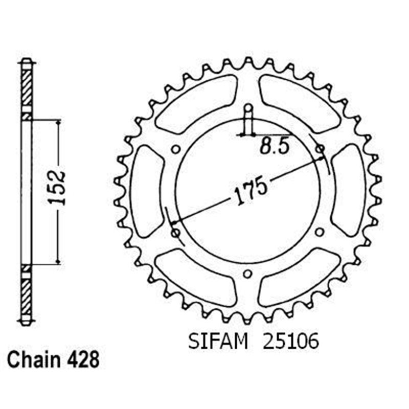 Couronne Yamaha Dtr 125 Elec. 1989-1998 - 428 - 58 Dents - Similaire JTR839