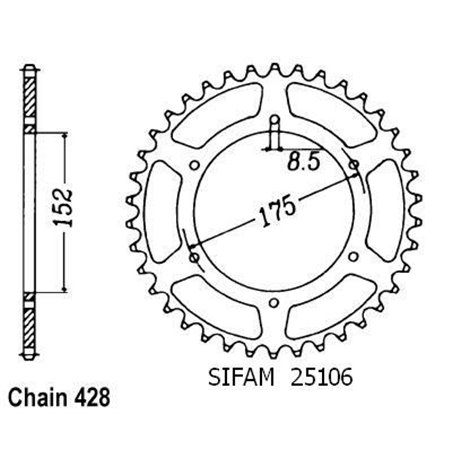 Couronne Yamaha Dtr 125 Elec. 1989-1998 - 428 - 58 Dents - Similaire JTR839